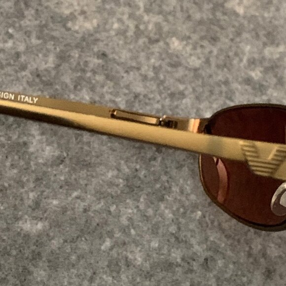 Vintage Armani 92447DR Antique Gold Metal Flex Temple Sunglasses Italy Design - Picture 9 of 14